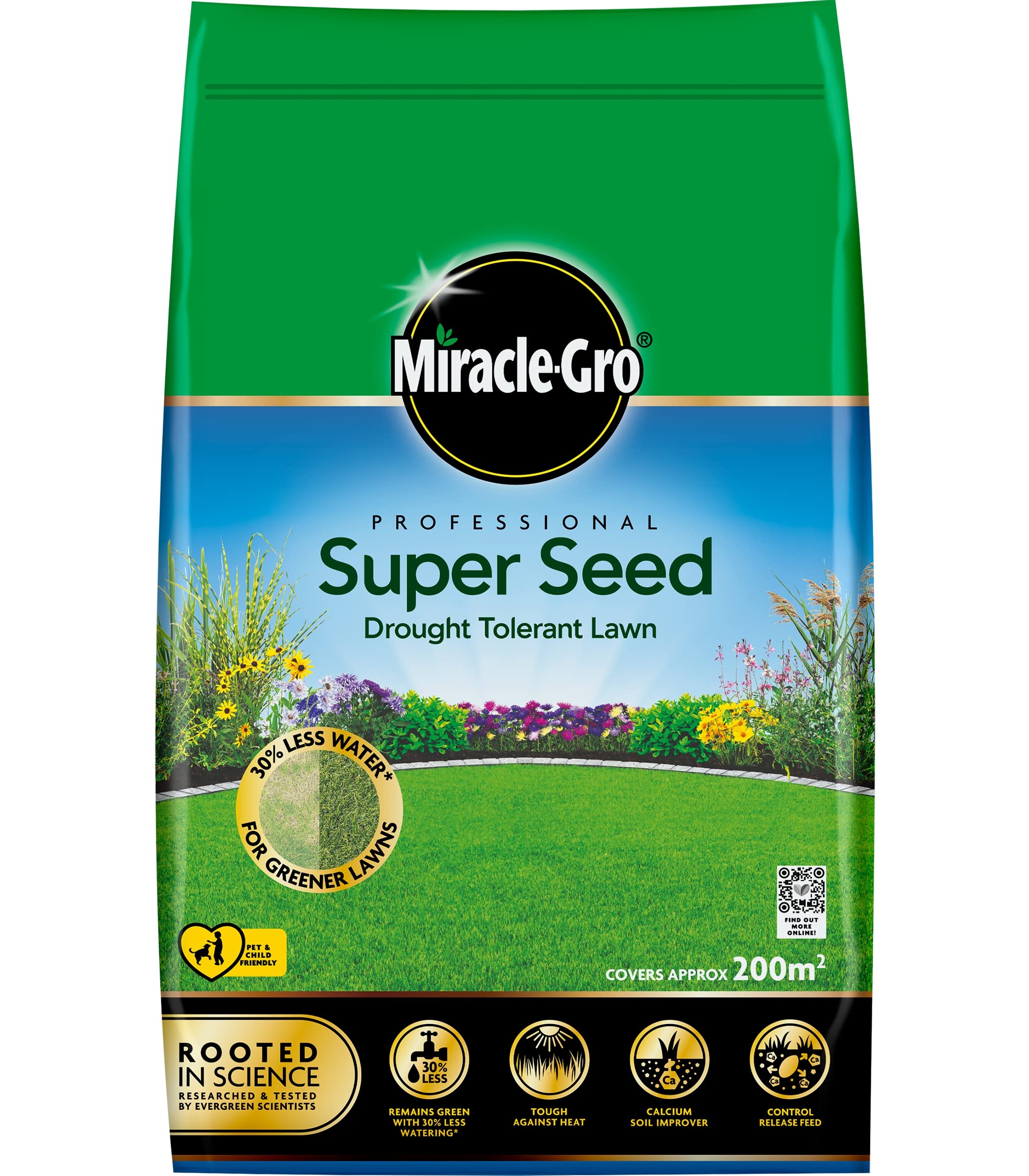 Miracle-Gro 121070 Professional Super Seed Drought Tolerant Lawn Seed 200m2, 6KG Bag