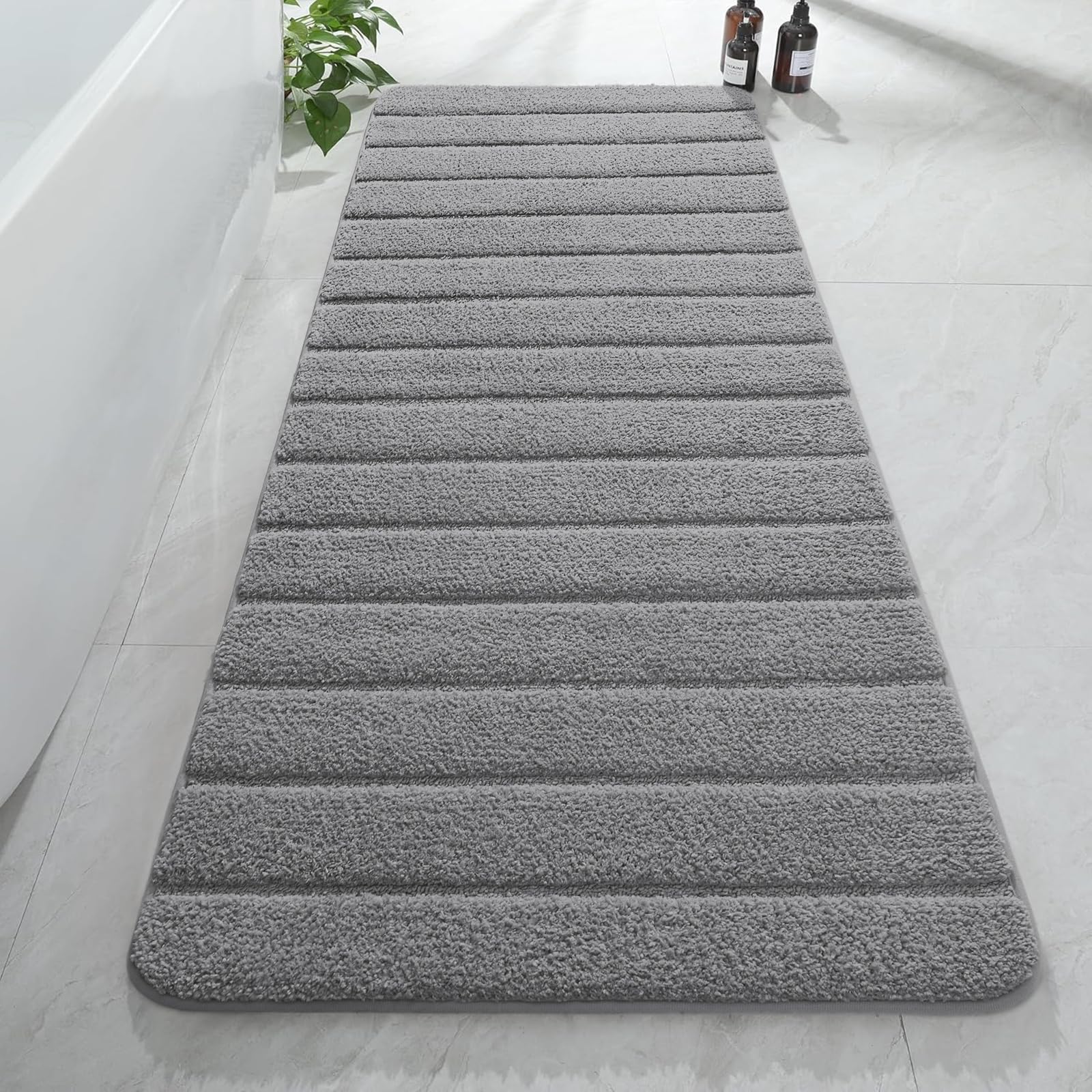 AROGAN Luxury Long Bathroom Runner Rug, 24x60 Inch, Grey