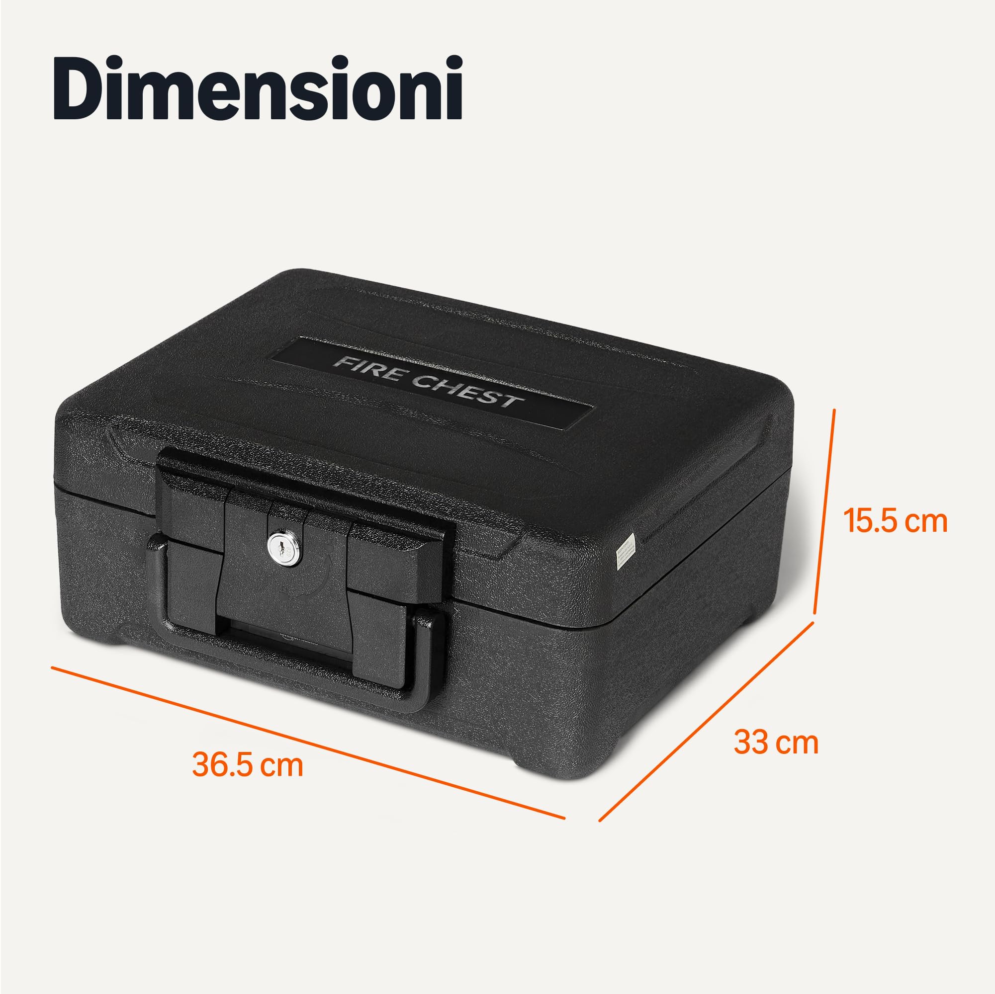 Amazon Basics Cassaforte Porta Documenti Ignifuga e a Tenuta Stagna con Serratura a Chiave, Capacità 6,2L, Certificata UL 72 Classe 350, Nera