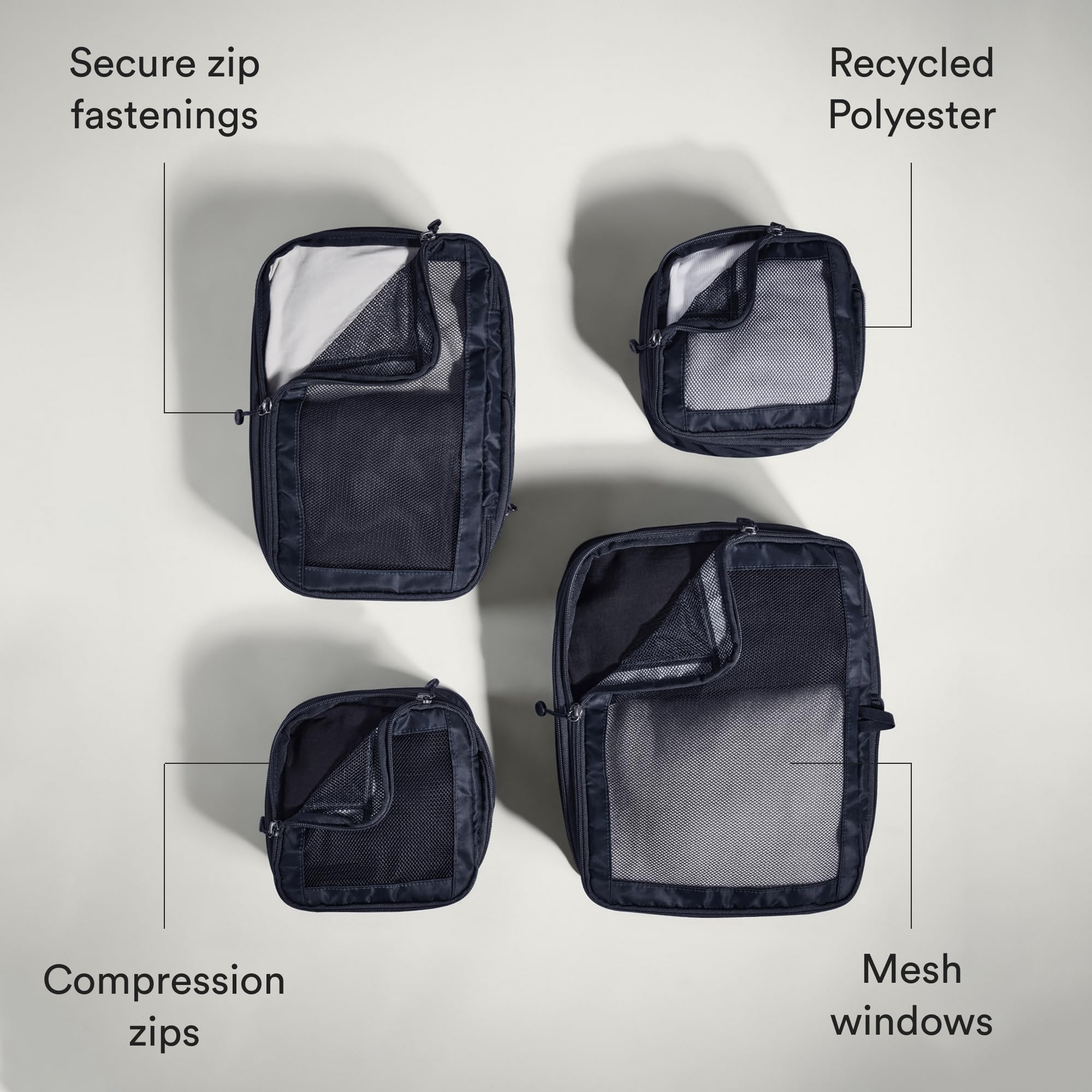 ANTLER - Compression Packing Cubes für Reisen, Gepäck-Organizer für Koffer oder Taschen, Reisezubehör, 4er Set, Indigo