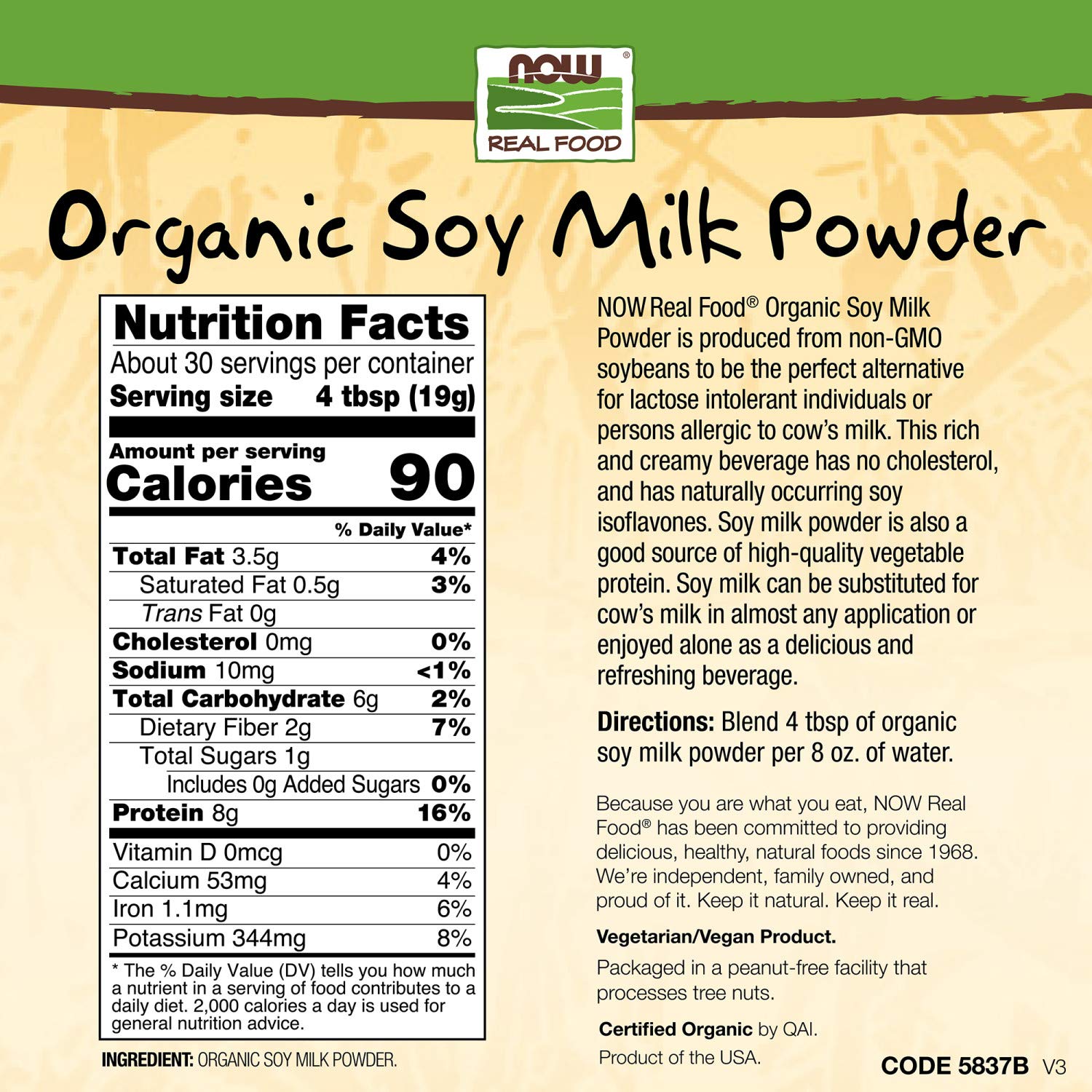 Now Foods Organic Soy Milk Powder, 20 oz Buy Online in United Arab