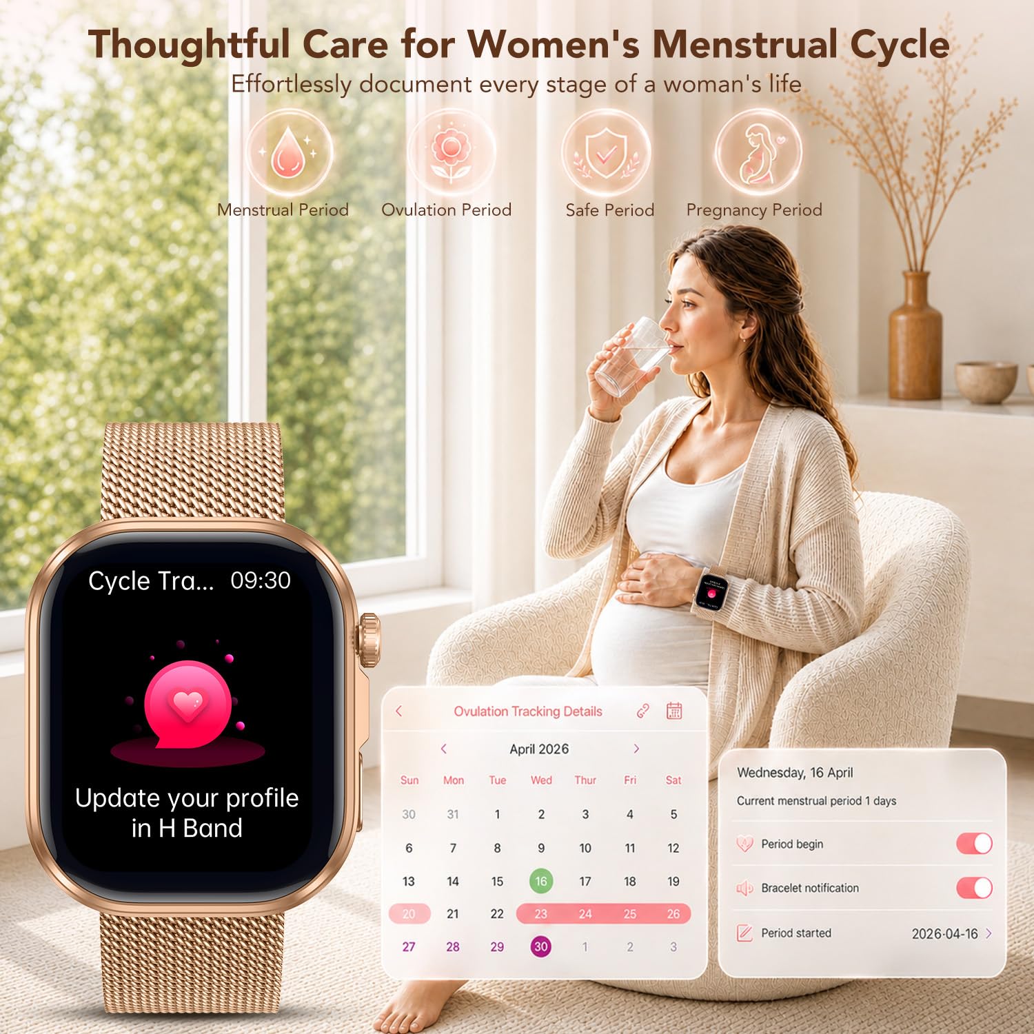 Montre Connectée Femme avec ECG Smartwatch: Montre Intelligente Femme de 1.88“ avec Appel Bluetooth HRV SOS Fréquence Cardiaque Sommeil SpO2 Monitor Poche Étanche Fitness Tracker pour Android iOS