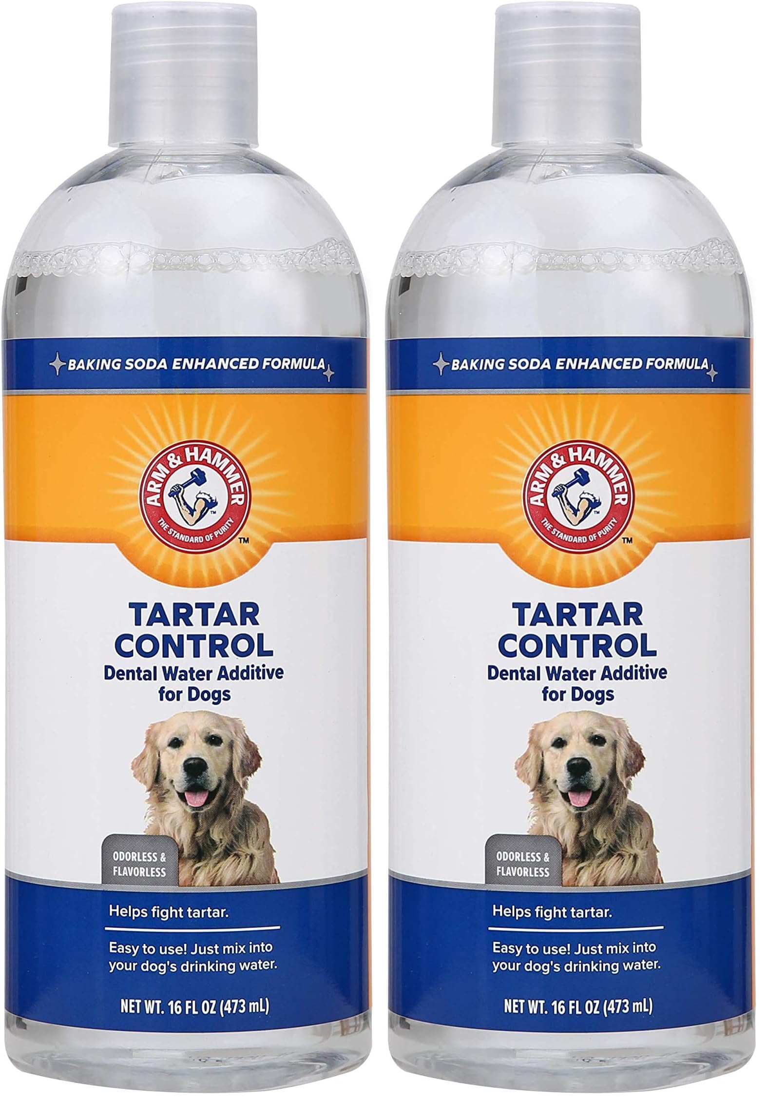 Arm & Hammer Dog Water Additive Dental Care - Bad Breath Eliminator for Dogs & Dog_Breath Freshener - Dog_Tooth Plaque Cleaner & Dog Tartar Remover - 16 Fl Oz Dental Rinse for Dogs (Pack of 2)