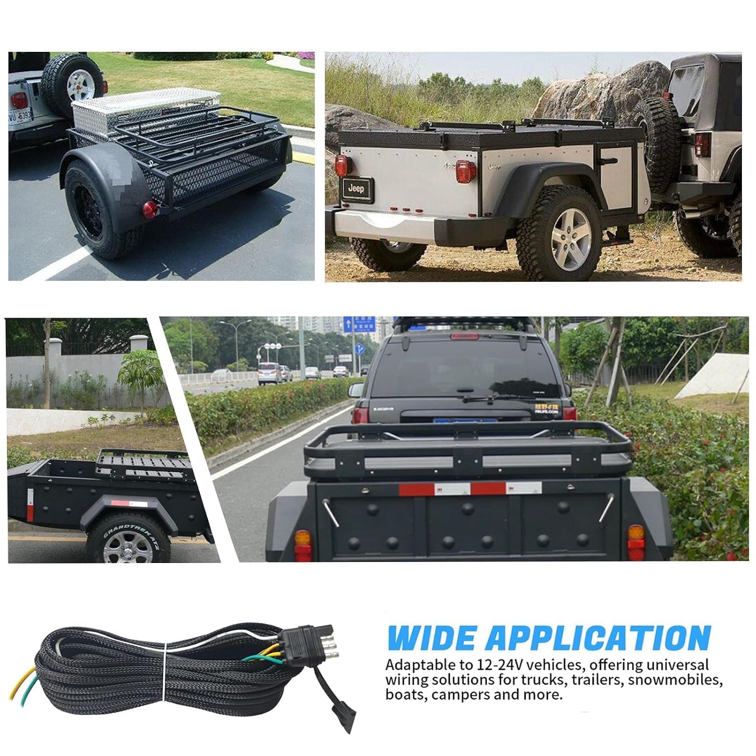 25Ft Trailer Wiring Harness kit 4 pin, Boat Trailer Wiring kit,4 Pin 5 Wire Trailer Wiring Harness,for Connection of Tail Lights, Brake Lights and Turn Signals