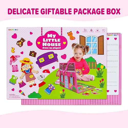 Miniatura 7 de OKOOKO Juego de mesa de fieltro plegable de doble cara, 35 piezas, para niñas de enseñanza, manualidades preescolares, narración de cuentos,