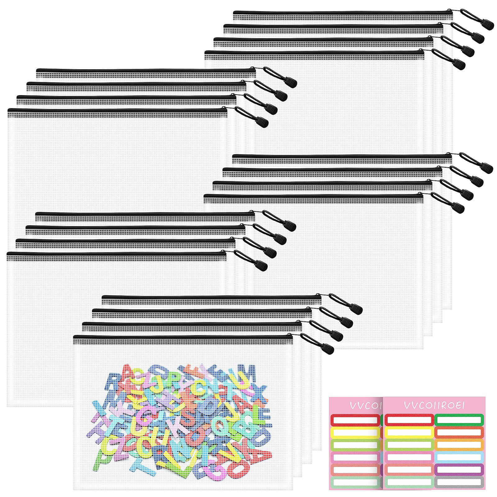 20pcs Mesh Zipper Pouch, A4 Zipper Bags for Organizing, Mesh Zipper Bag, File Organizer Pouches, Storage Pouch, Mesh Zipper Pouches for Organizing, School Office Supplies