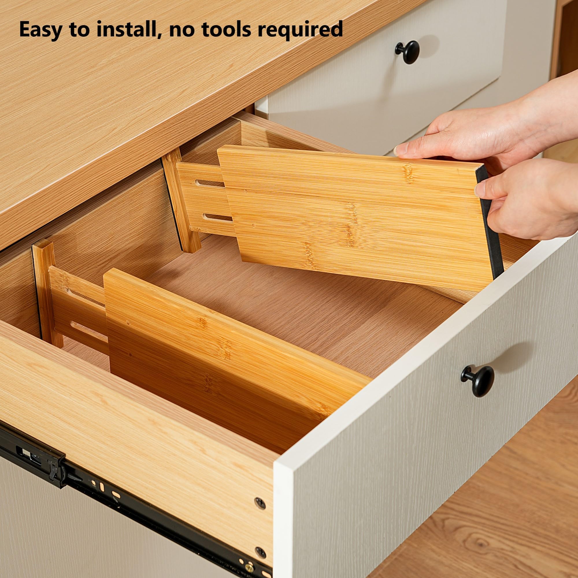 Schubladen-Organizer Aus Holz - 2 Verstellbare Trennwände Für Küche & Kommode
