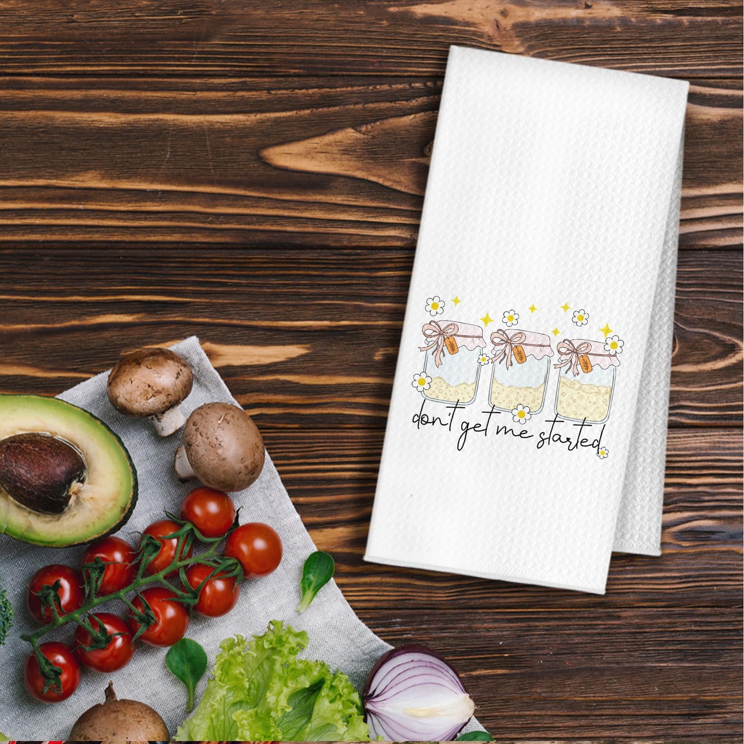 Humor Sourdough Baking Kitchen Towels, Gifts for Sourdough Bakers Dish Tea Towels, Don't Get Me Started Decorative Hand Towel for Bakery Kitchen, 16x24 Inch