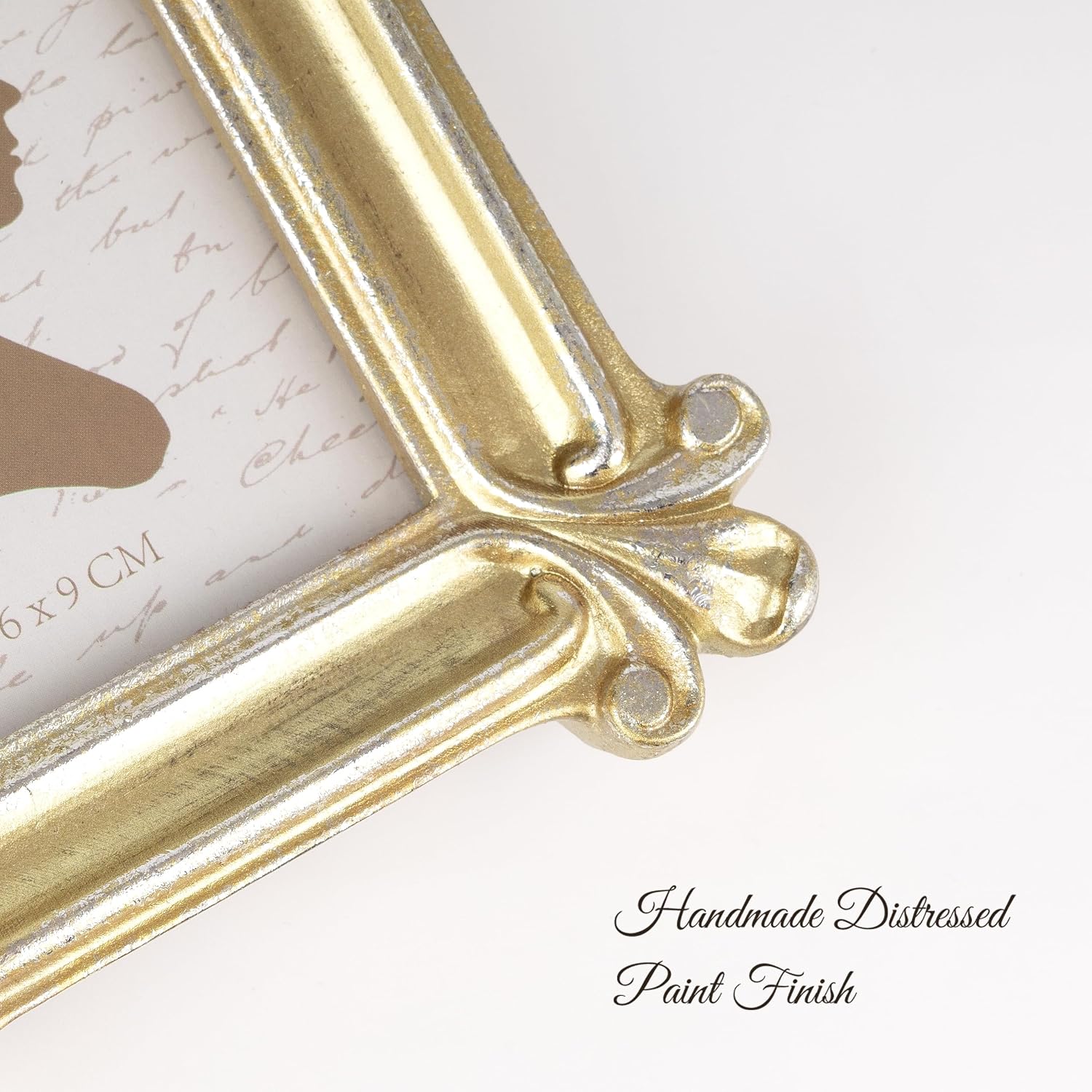 Sunlit Small Vintage Picture Frame 2.5x3.5 Inch, Antique Mini Polaroid Picture Frames with Glass Front, Luxury Wallet Size Picture Frames, Tiny Photo Frame Display Tabletop Wall Hanging Gift Ideas, Slivery Light Gold image 5