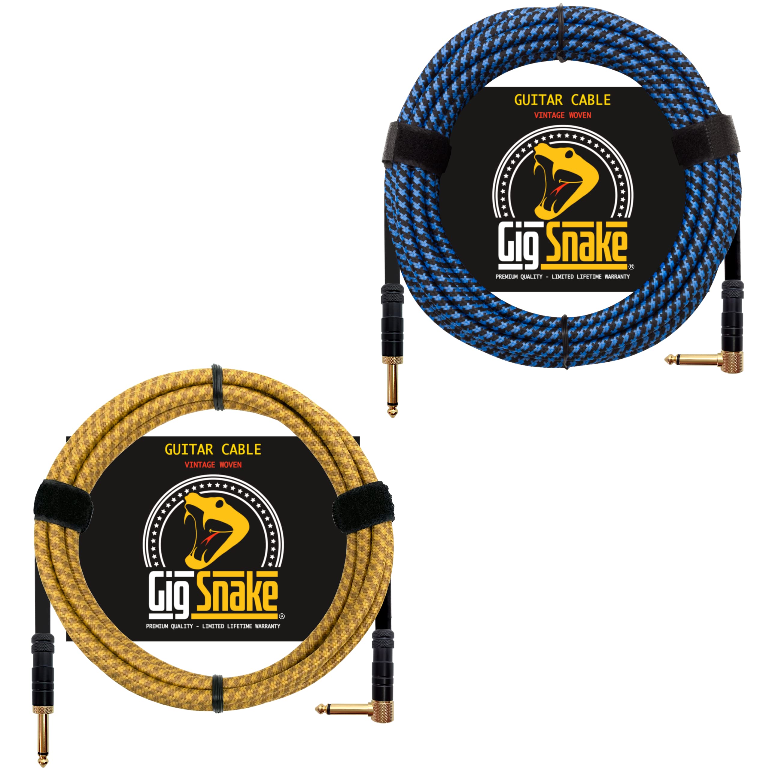 Gig Snake 10FT Yellow & 20FT Blue Guitar Cable Bundle