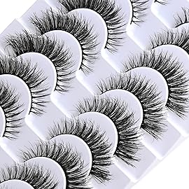 FARRED Natural Lashes Short False Eyelashes Wispy Mink Eye Lash Fluffy Wispies Eyelash Natural Look 10 Pairs Fake Lashes Pack Volume Lash Strips Pestaas