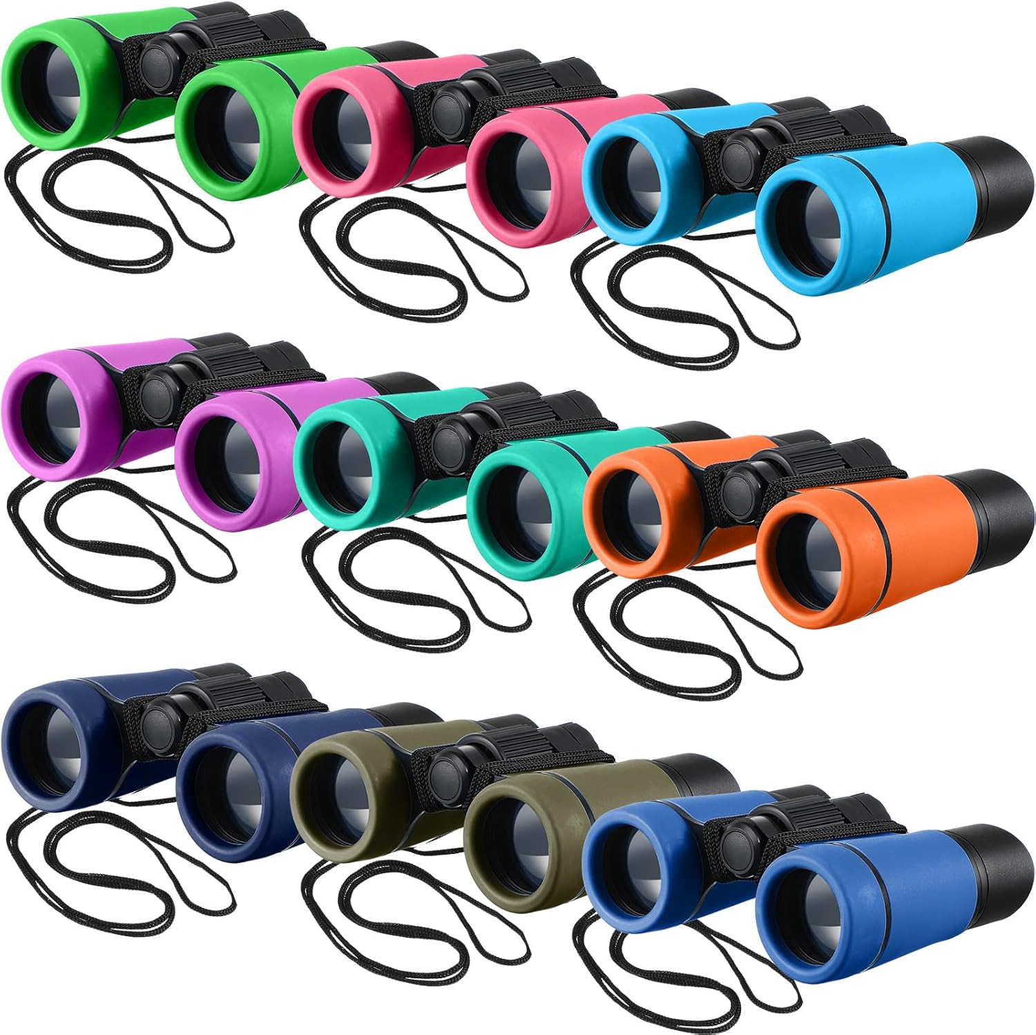 Yunsailing 9 Pack Kids Binoculars, Shockproof Compact Binoculars for Kids, Folding Outdoor Explorer Toy for Bird Watching, Camp, Scavenger Hunt, Classroom Activities, VBS, Party Favor(Multicolored)