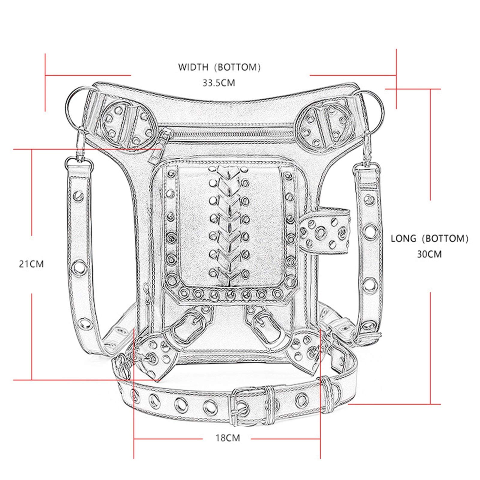 Riñonera Punk PU Bolsa de Messenger Cuero Al Aire Libre para Ciclismo Senderismo