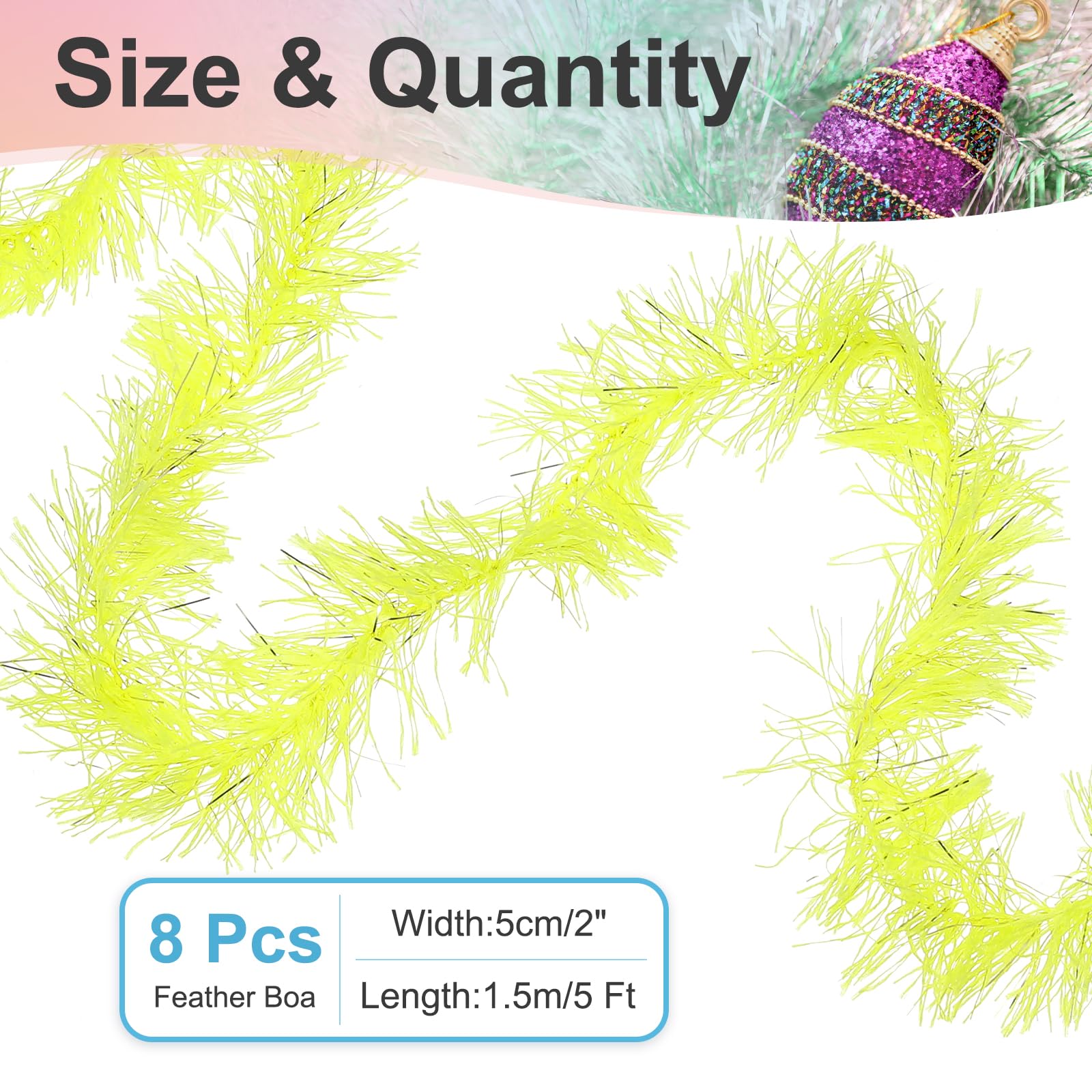 PATIKIL 5Ft Feather Boa, 8 Pcs Artificial Fluffy Feather Boas Party Decorations for DIY Crafts Wedding Costume, Christmas - Image 2