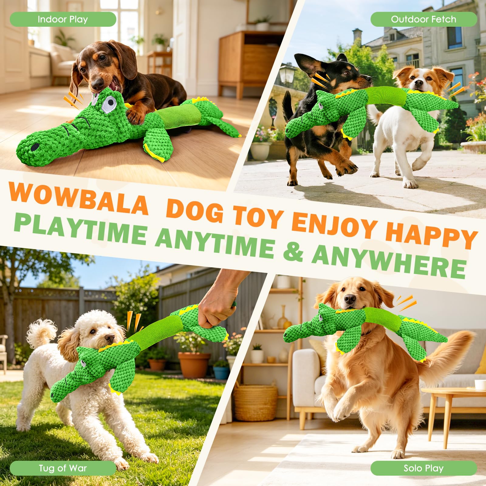 WOWBALA Hundespielzeug, Hundespielzeug Große Hunde Quietschendes Hundespielzeug Interaktives Kauspielzeug Robuster Plüsch Spielzeug Kuscheltier Hund