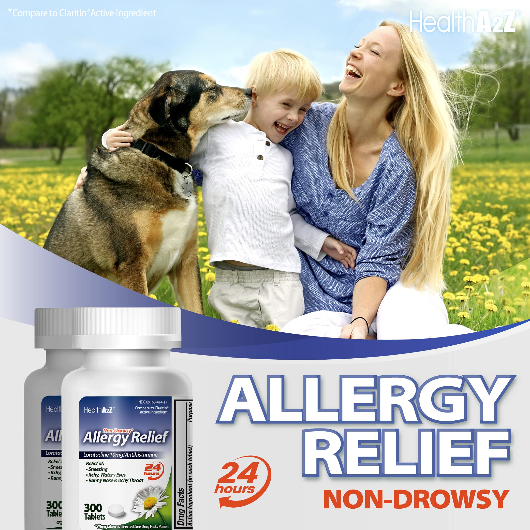 HealthA2Z Allergy Relief, Loratadine Tablet 10mg/Antihistamine,Non