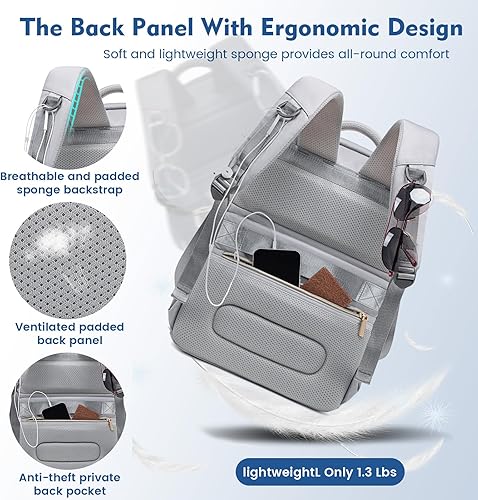 Miniatura 7 de Mochila más fresca de almuerzo mochila de almuerzo de dos pisos, mochila aislada bolsa de almuerzo más fresco, Gris