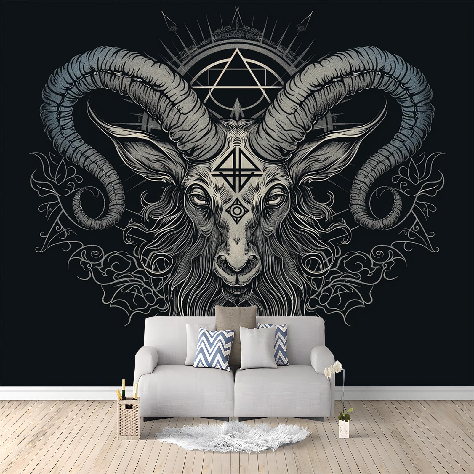 Wallpaper Photo Dark Fantasy Art Deer Head 300x210 cm Art Prin Non-Woven Eco-Friendly Wall Mural Poster Photo Wallpaper for Dining Room Kitchen Home Decoration