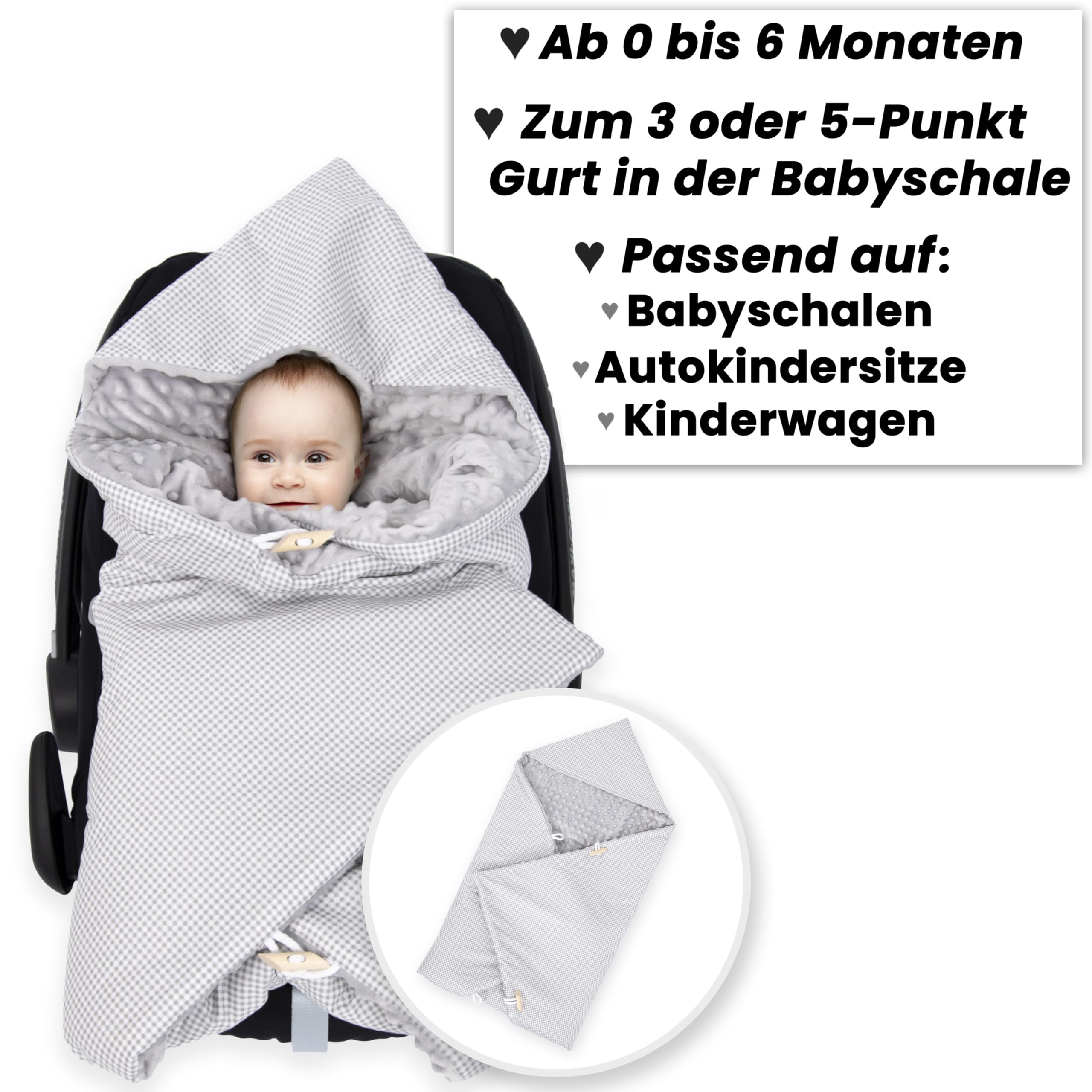 Couverture Bébé Amilian 90x90cm - Capuche - Pour Siège Auto Et Poussette - Coton