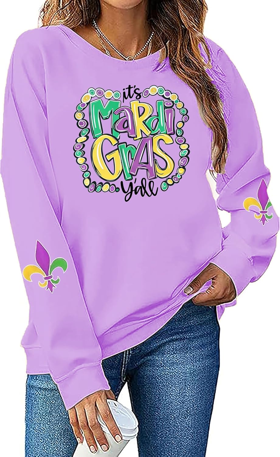 Women Mardi Gras Sweatshirt It's Mardi Gras Y'all Carnival Pullover Top Fat Tuesday Casual Long Sleeve Shirt