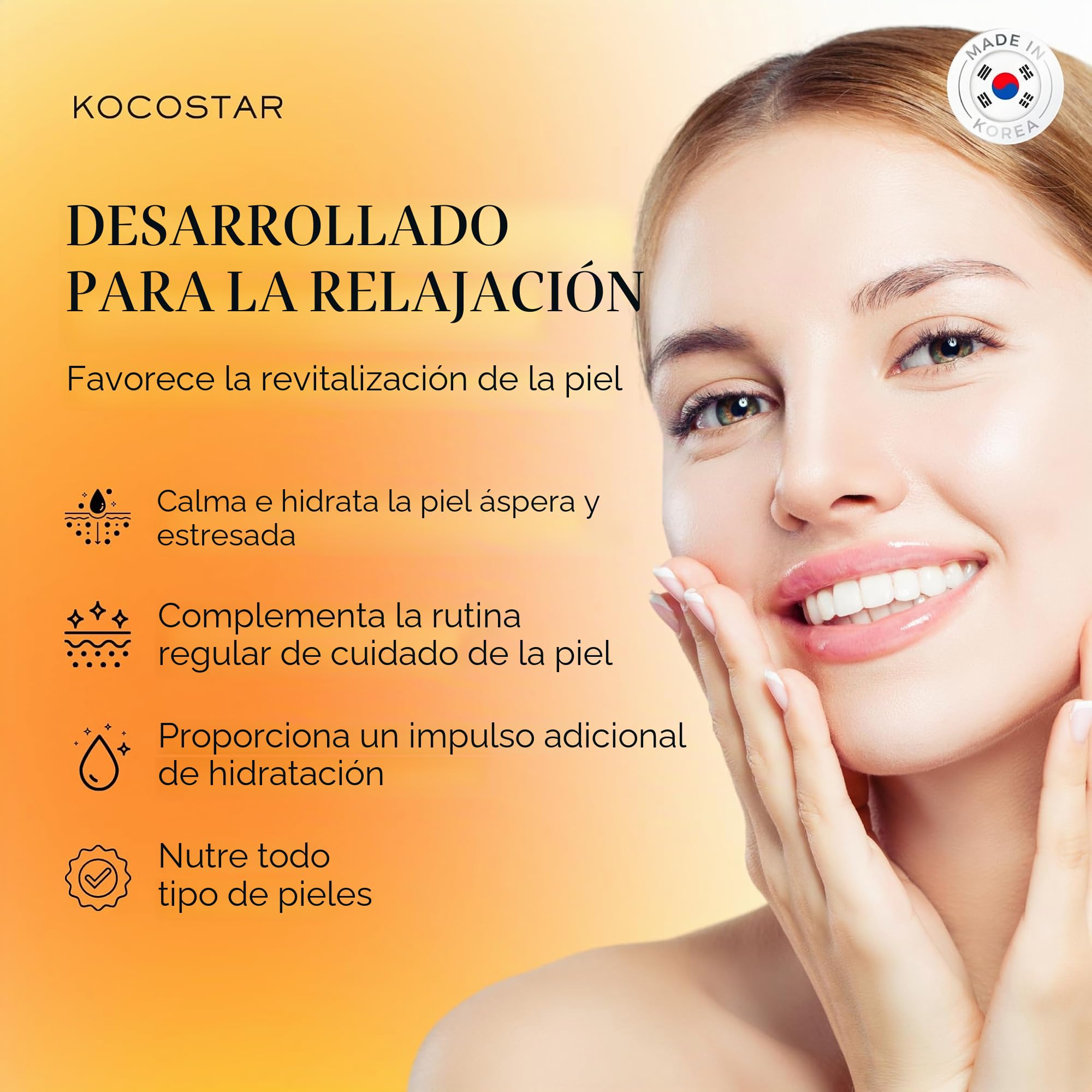 Kocostar I Caja 10 Unidades Vitamin Happy Mask I Mascarilla Facial Coreana I Con Vitaminas C y E y Antioxidantes I Protege Contra Radicales Libres y Fotoenvejecimiento