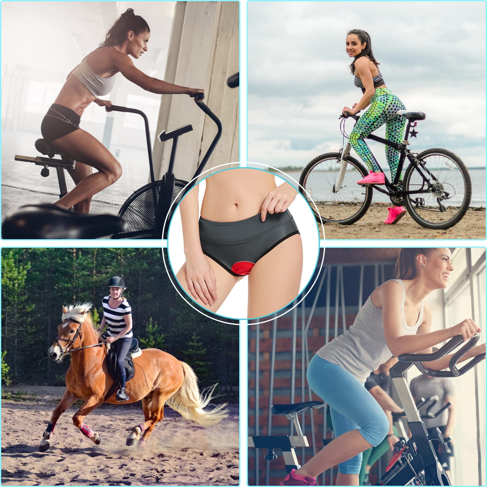 TBoonor Pantaloni Ciclismo Donna Triangolo Imbottite Pantaloncini da Ciclismo Antiscivolo Traspiranti da Ciclismo ad Asciugatura Rapida da Donna Imbottiti Pantaloncini Bicicletta