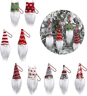 9 Pack Christmas Gnomes Ornaments,Swedish Tomte Santa Elf Christmas Tree Hanging Plush Gnomes Xmas Hanging Home Decoration...