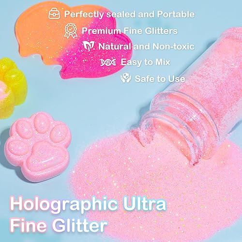 Miniatura 36 de HTVRONT Purpurina blanca fina holográfica – 1.76 oz de purpurina para resina, purpurina fina no tóxica para uñas, resina, fabricación de velas, Negro