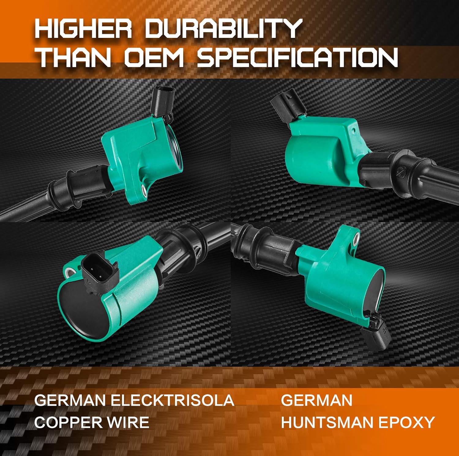 ENA Green Set of 8 Ignition Coil Pack Compatible with Lincoln Mercury Ford E150 E250 E350 E450 Expedition Explorer F150 F250 F350 F-50 F550 Mustang Mountaineer 4.6L 5.4L V8 Replacement for DG508 FD503