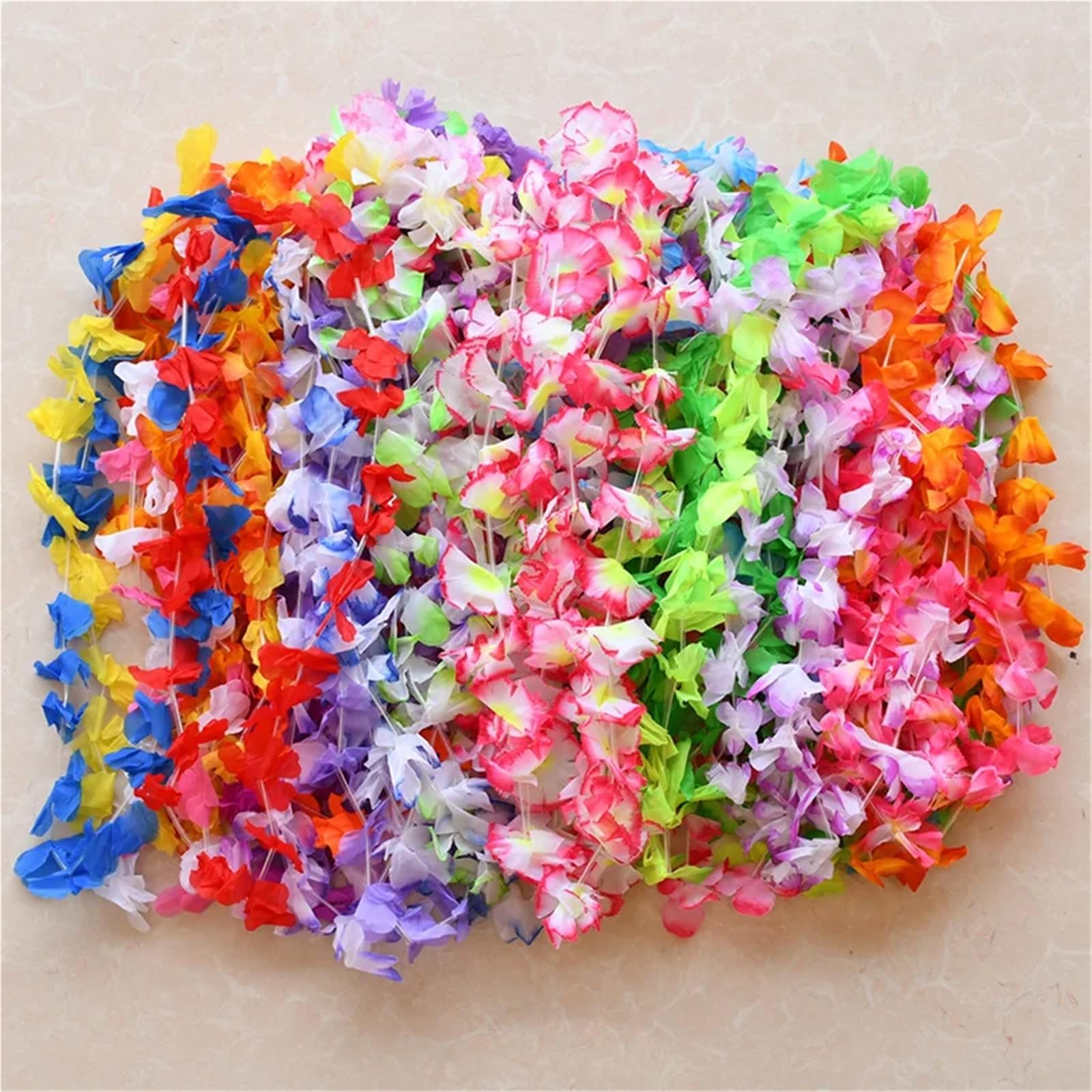 20/30/40/50 Stücke Hawaiian Künstliche Blumen Leis Girlande Halskette Sommer Tropischer Strand Geburtstag Party Dekoration Lieferungen Hochzeit Für Kinder Erwachsene(50Pcs)