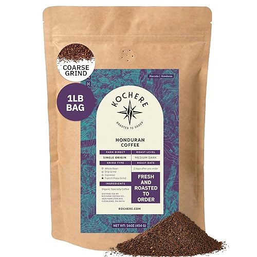 Miniatura 8 de Café molido hondureño de origen único, café orgánico especializado - Comercio justo, tostado medio oscuro, granos de café 100% arábica - Tostado a