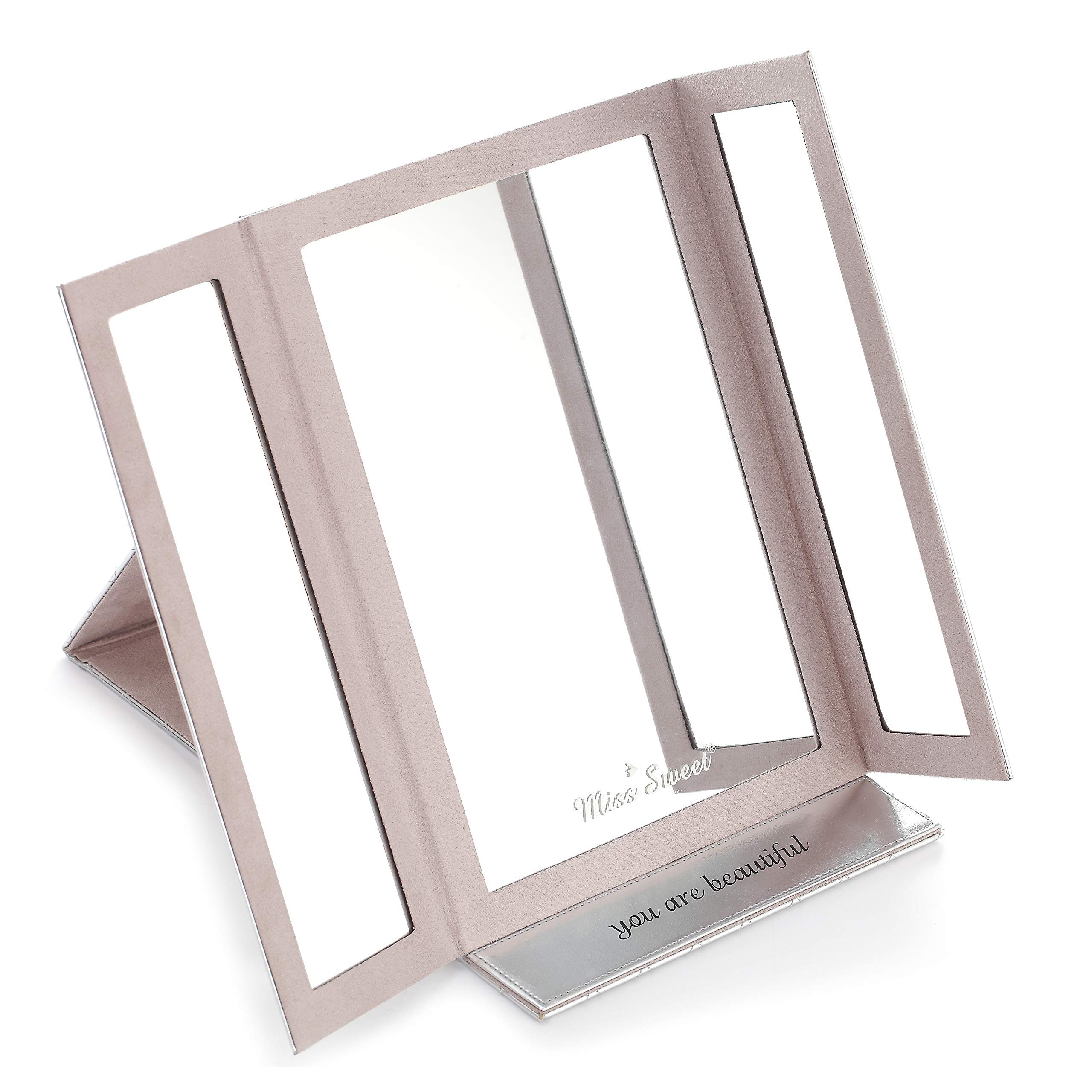 Miss SweetCompact Mirror Tri-fold Mirror Travel Mirror (S2 Silver)