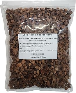 Coco Husk Chips for Plants-- Natural Organic Coco Husk Chips for Orchid, Aroid, and Indoor Plant Potting Mix (5 litres)