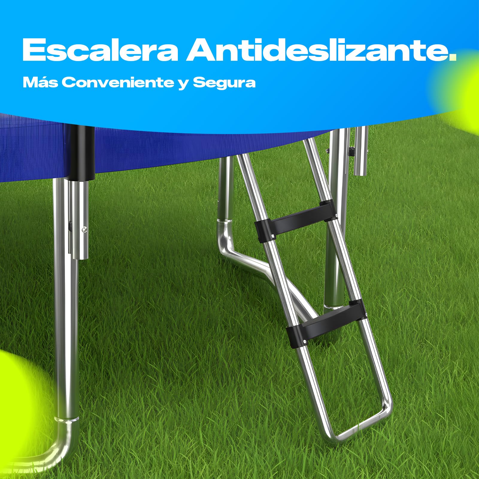 Zupapa Cama Elástica Resistente con Red de Seguridad y Escalera Antideslizante para Niños y Adultos, Diversión Familiar al Aire Libre en el Patio