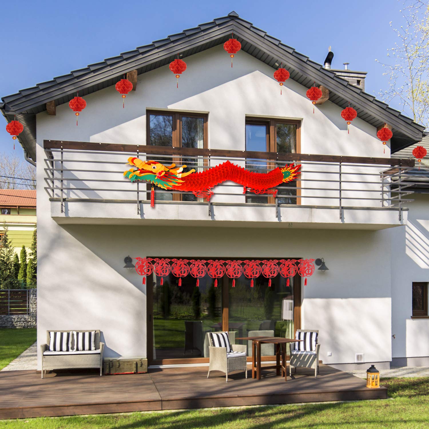 Decorazioni Capodanno Cinese Decorazione Drago Capodanno Cinese 2024 -  Lanterne Di Carta Per Festa Di Primavera | 2 Pezzi Decorazioni Drago Carta, image size:1500x1500