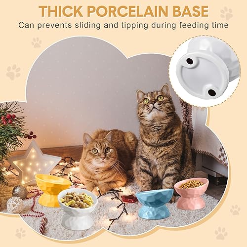 Miniatura 6 de Bokon Tazón elevado de cerámica para gatos de 6.8 onzas, cuenco elevado de comida para mascotas, anti vómitos, comedero elevado para perros y gatos,