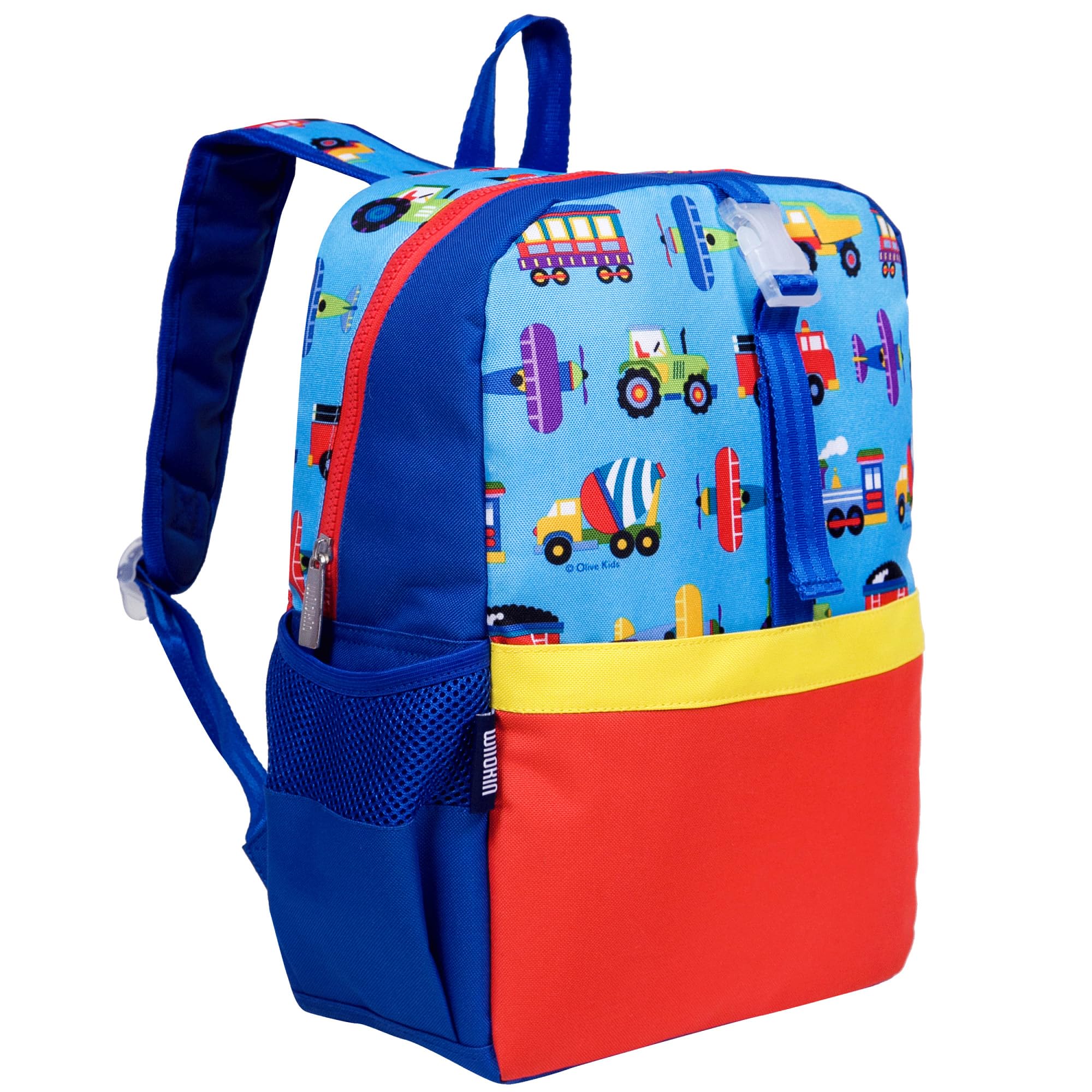 Wildkin Pack-it-All Kids Backpack – Durable, Spacious, Adjustable for School & Travel - Trains, Planes, and Trucks