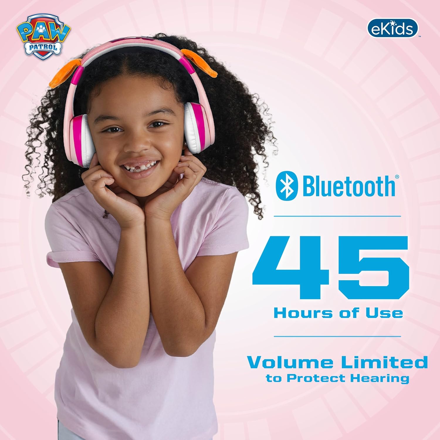 eKids Paw Patrol Skye Liberty Bluetooth Headphones for Kids, Wireless Headphones with Microphone Includes Aux Cord, Earphones for School, Home, or Travel (Paw Patrol Skye Liberty) - Image 2