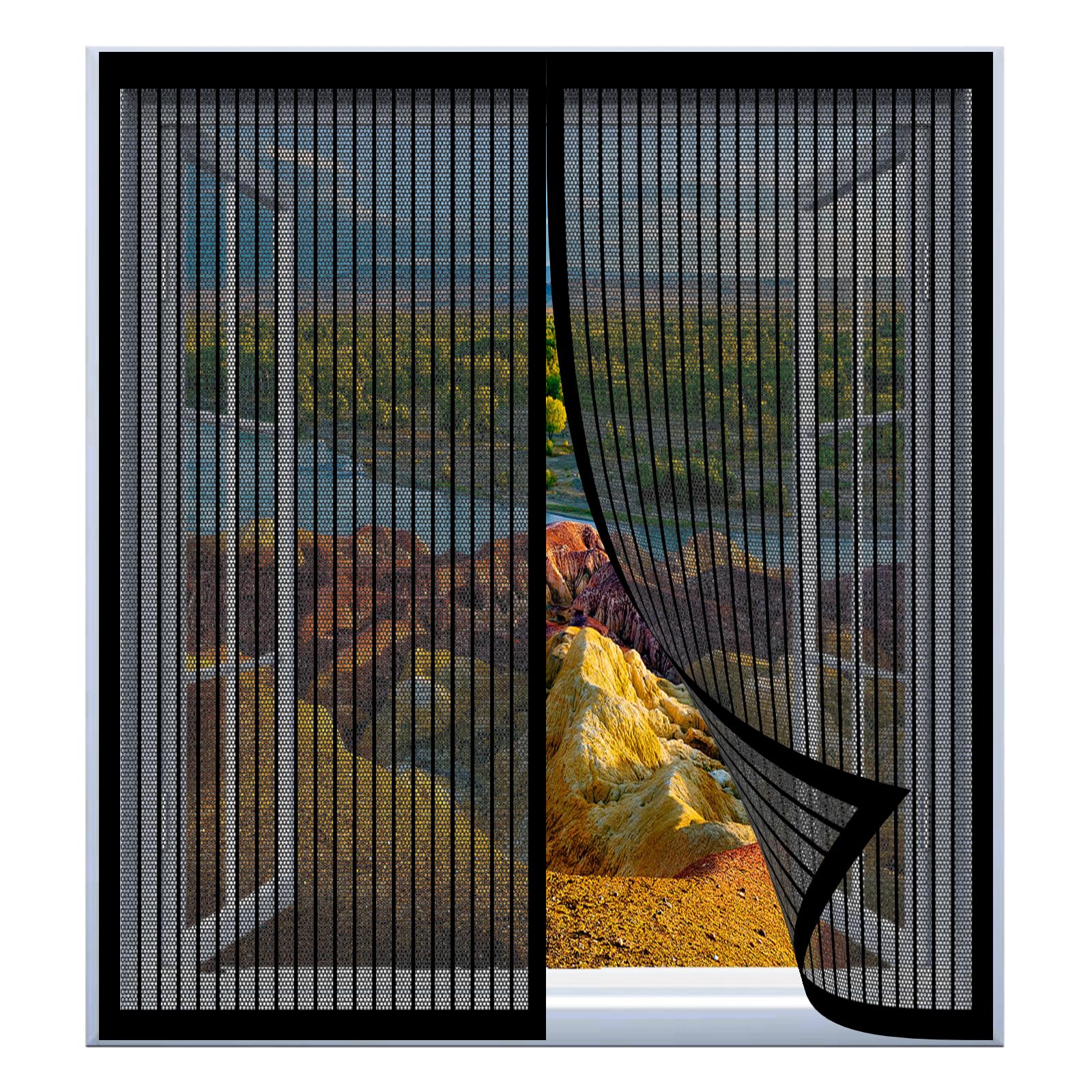 Yuanwan Black Magnetic Window Screen Mesh 79 X 127 Cm Easy Installation No Drilling Or Screwing Fly Bug Mosquito Mesh For Windows Nets To Keep Bugs Out,