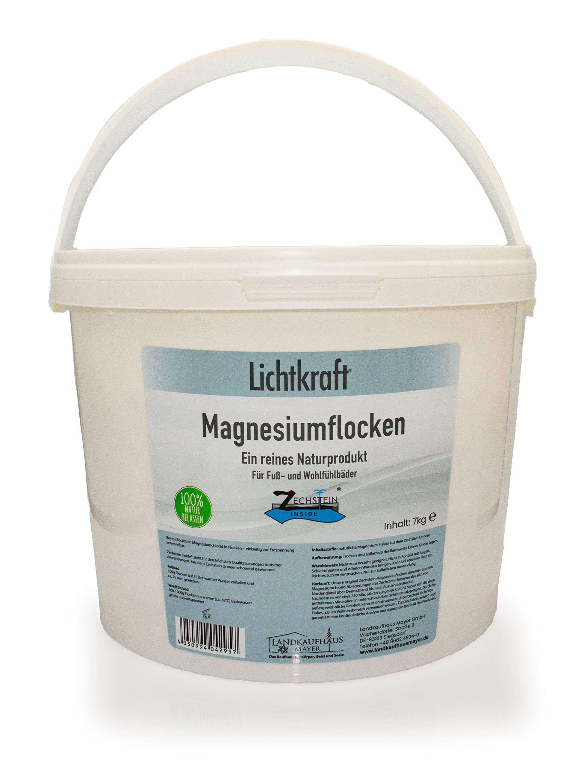 Zechstein Magnesiumflocken | Reines Magnesiumchlorid in Flocken | Naturprodukt für Fußbad und Wohlfühlbad (7kg)