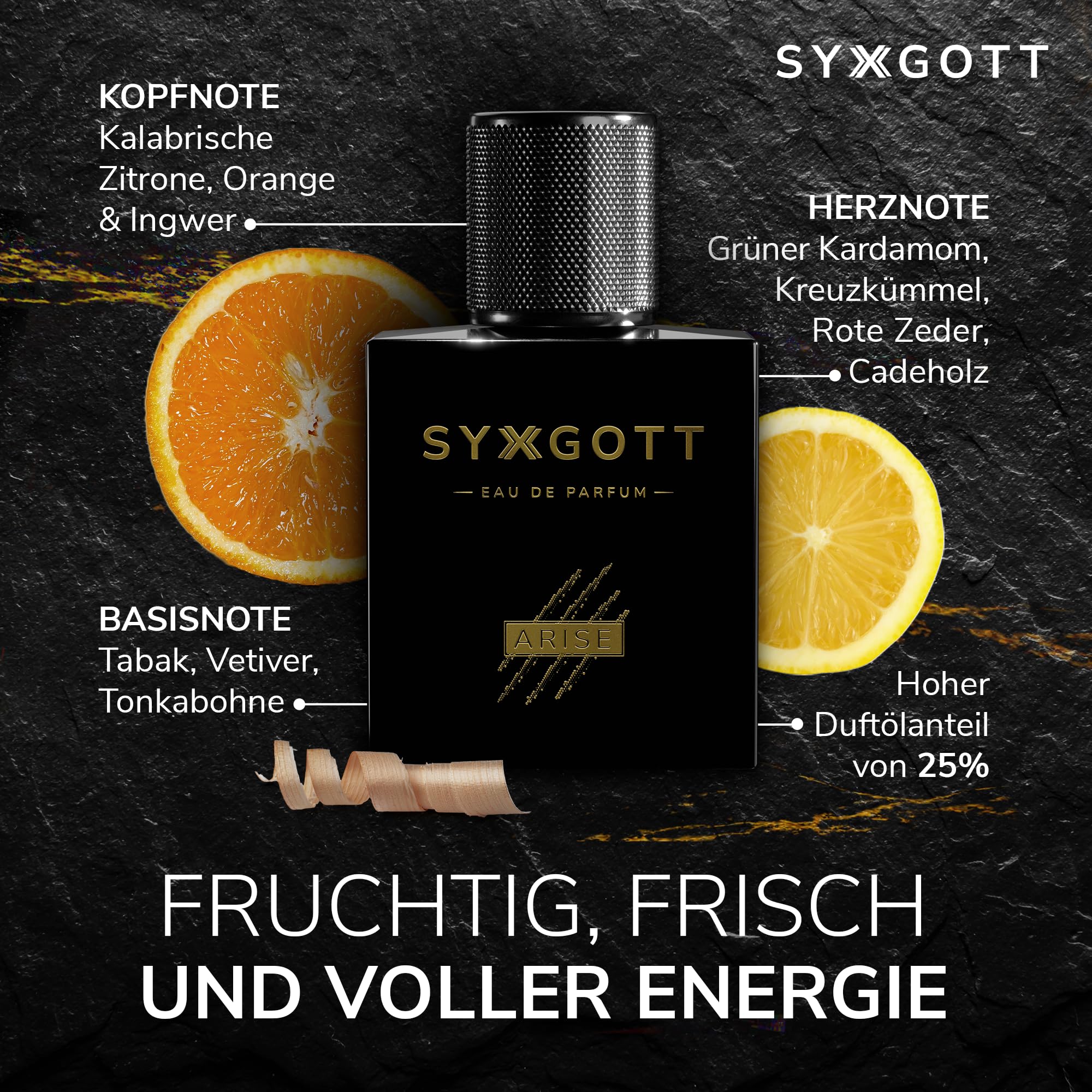 SYXGOTT ARISE Männerparfum mit Pheromon Öl | Eau de Parfum für Herren | Parfumprobe gratis | frisch und fruchtig | perfekter Frühling & Sommerduft