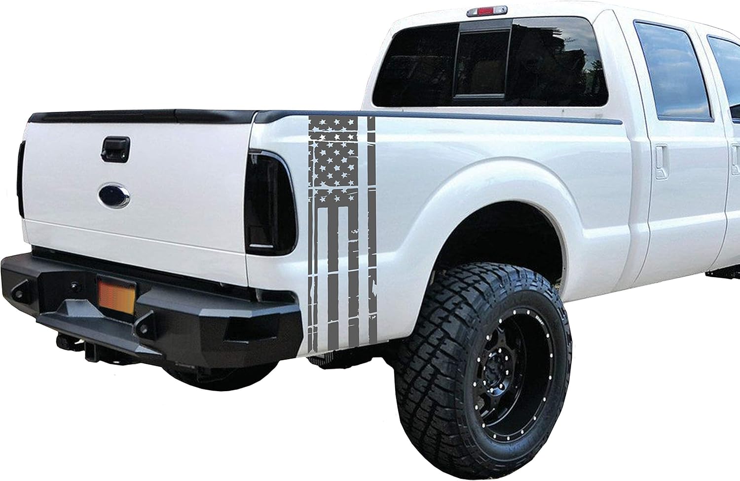 Tower Decals Matte Black Universal Distressed American Flag Vinyl Decal Set: Fits Any Dodge Ram Ford Chevy Nissan Toyota