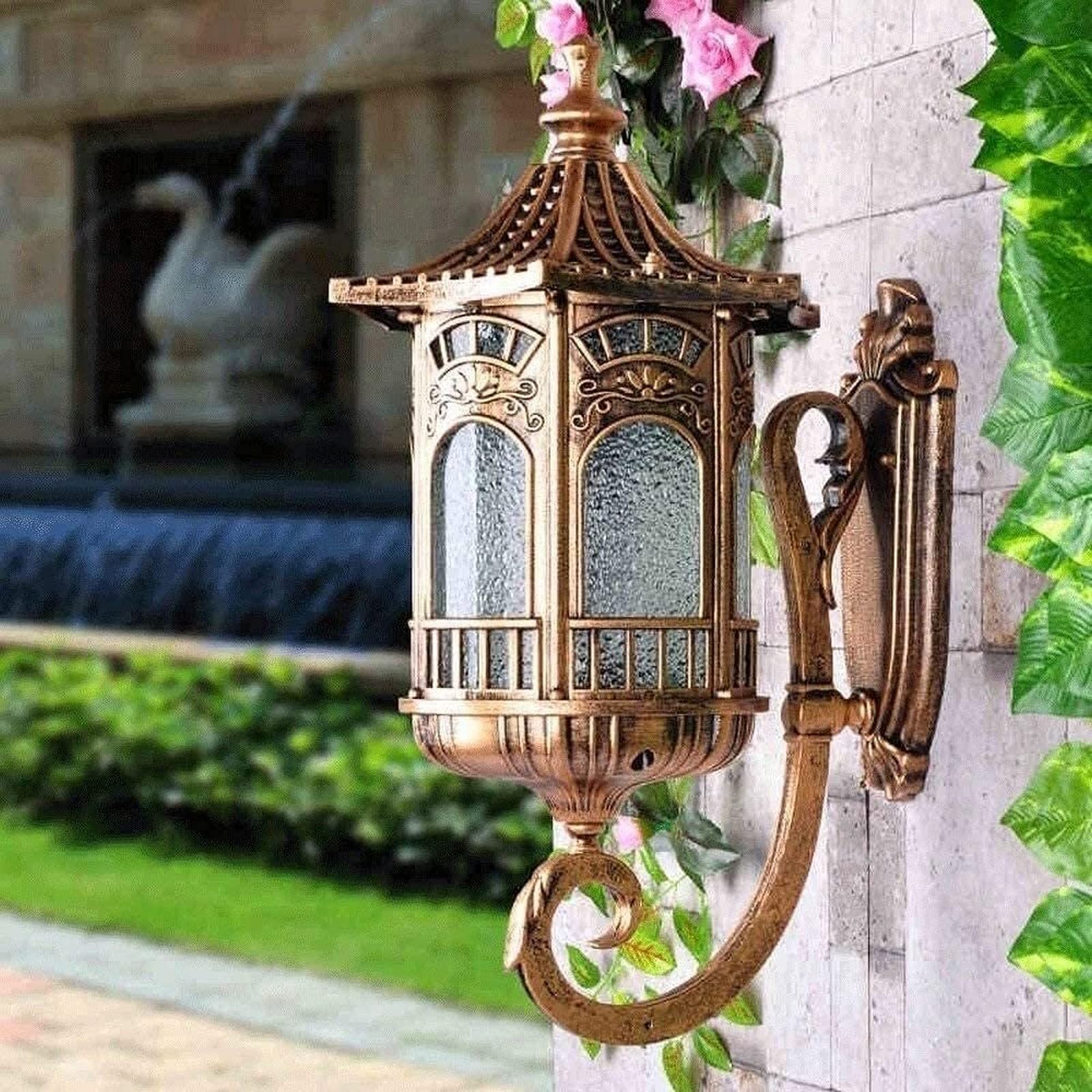 VDOQTLJT Wall Light European Traditional Outdoor Fixture Waterproof Patio Entrance Sconce Bronze E27 Balcony Garden Villa Landscape Illumination Home Decor Lamp Chandelie