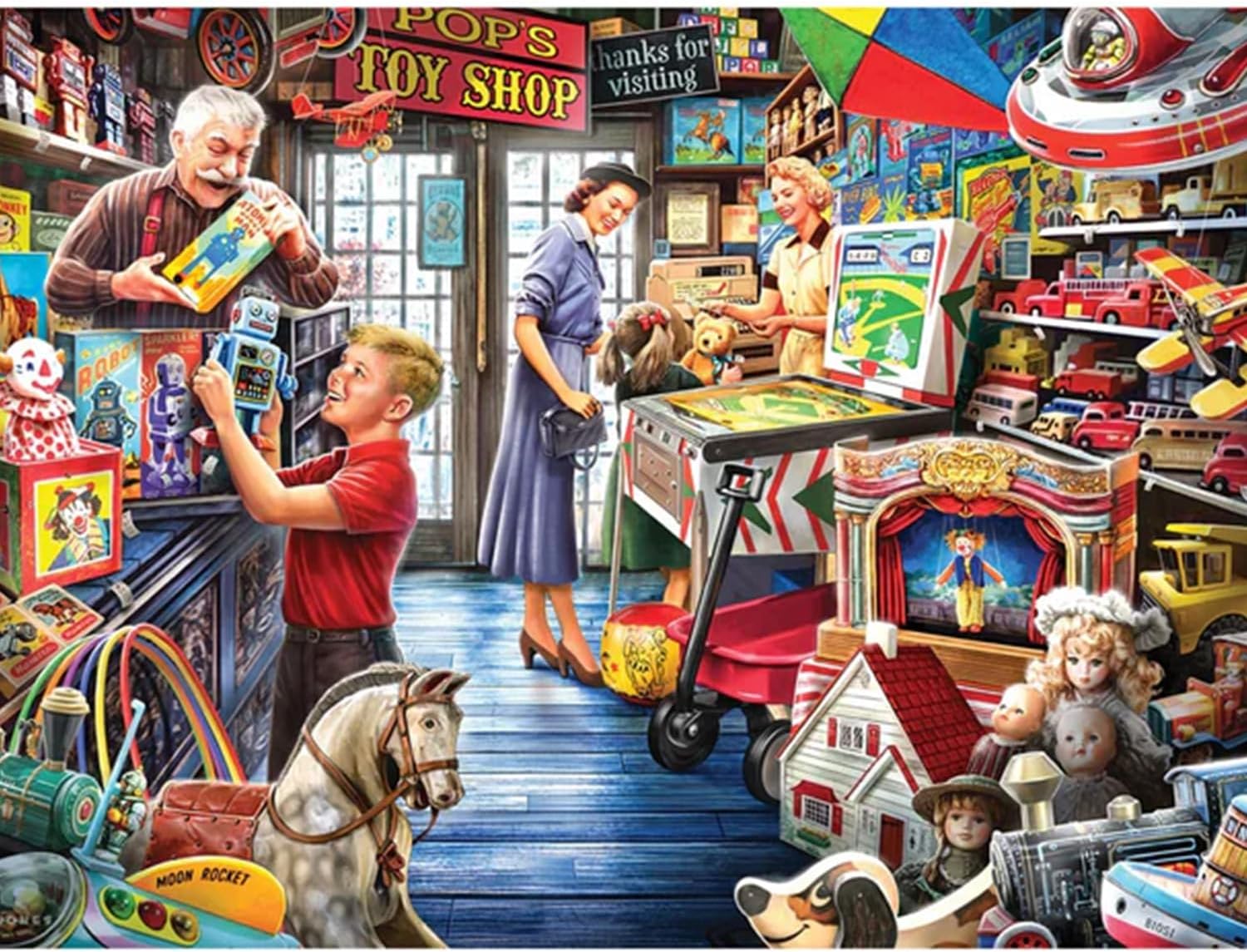 Bits and Pieces 300 Piece Puzzles for Adults Larry Jones 3-Pack - 300 Large Pieces 18" x 24" Jigsaw Puzzles, 1950s Americana, No 2 Pieces Alike