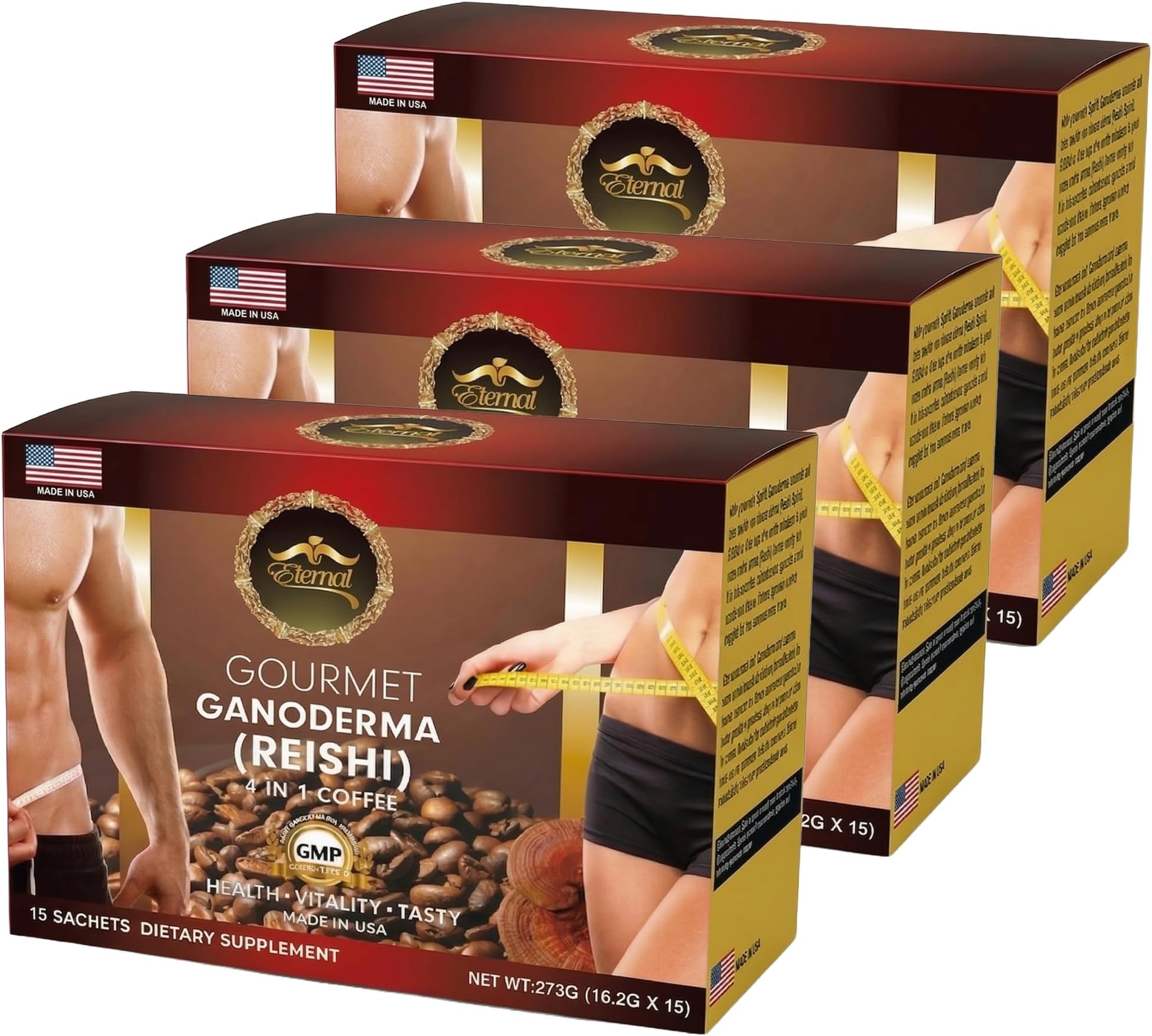 Asian Latte Coffee Ganoderma Singles, 15 Packets (0.64 oz) โ Instant Coffee Mix with Reishi Mushroom, Creamy Light Roast, Travel-Friendly Sachets, 3 Pack (45 Sachets)