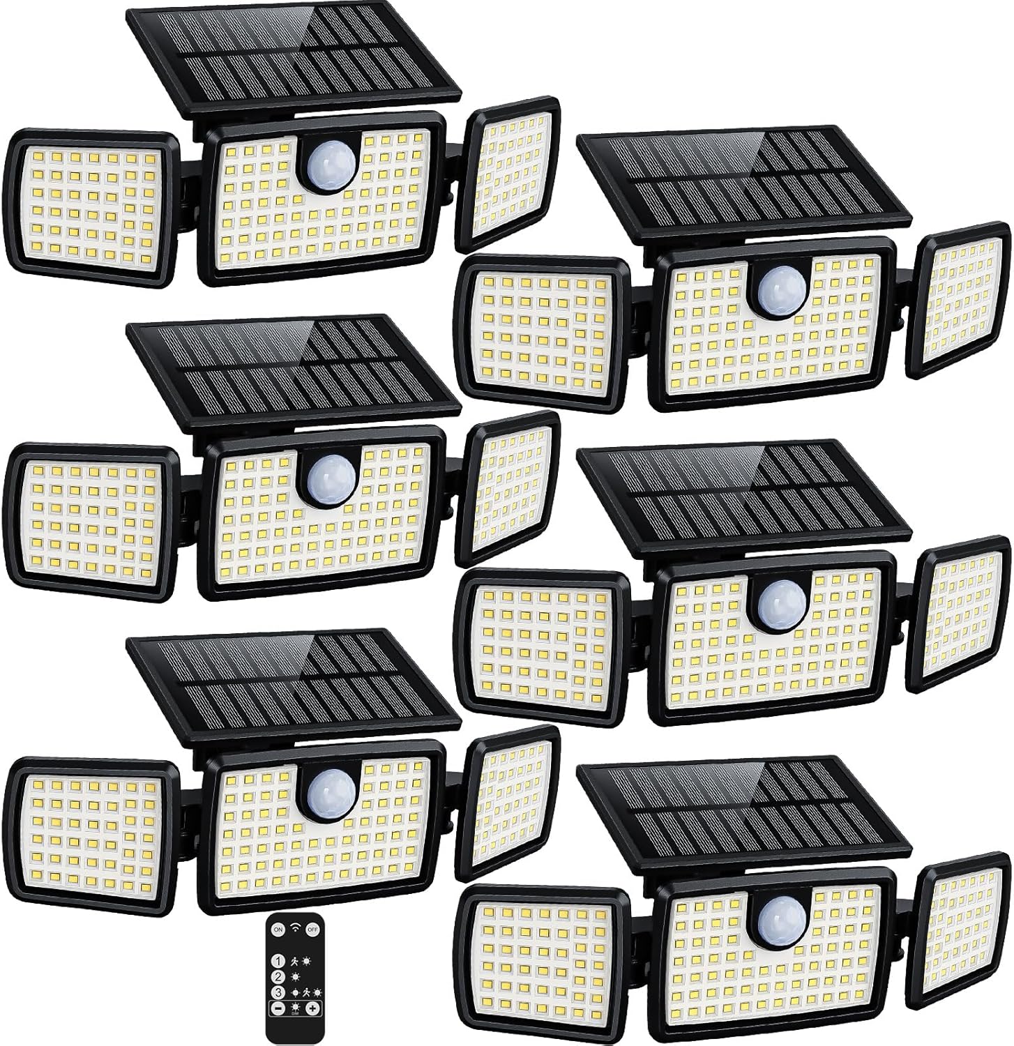 MIHANI Solar Lights Outdoor, Quick Charge Solar Motion Deck Lights Outdoor for Deck with High Brightness, Larger Built-in Tempered Glass Panel, Sensitive PIR Motion Inductor (Remote 6 Pack)