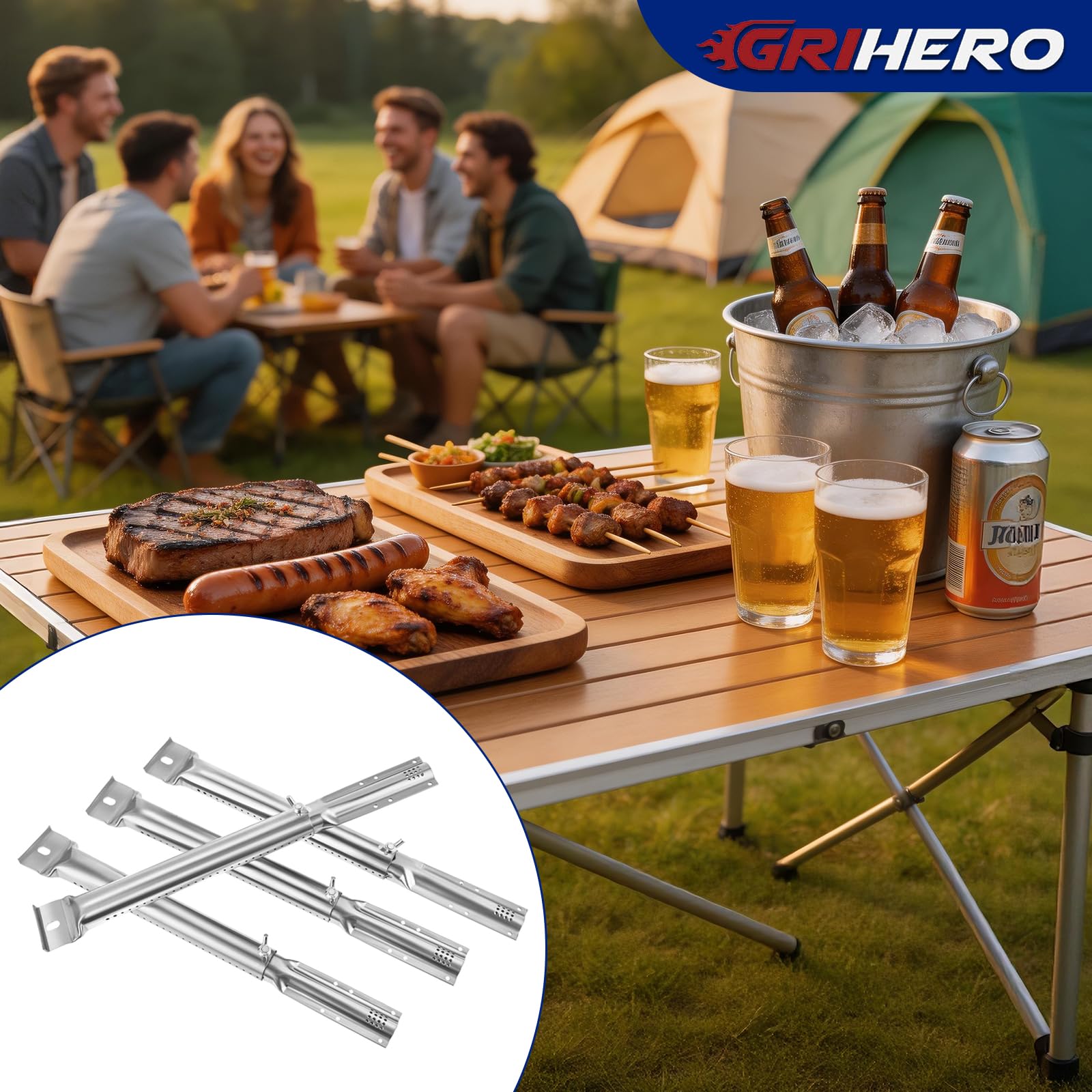Tubos universales para quemador de gas, piezas de repuesto para Nexgrill, Outback, Uniflame, Brinkmann, Char-Broil y la mayoría de parrillas de gas, ajustable de 33 cm a 44,5 cm (4 unidades