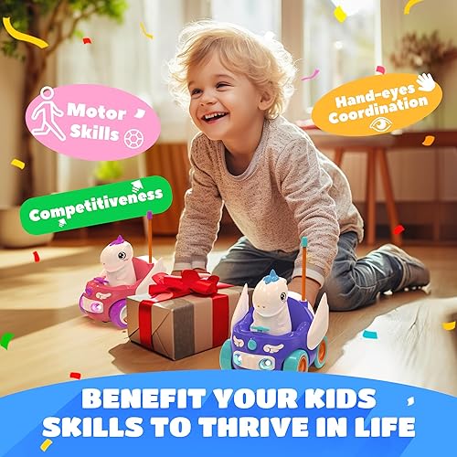 Miniatura 7 de BEZGAR Auto a control remoto para niños pequeños  Paquete de 2 juguetes de unicornio para niños pequeños con controladores de unicornio