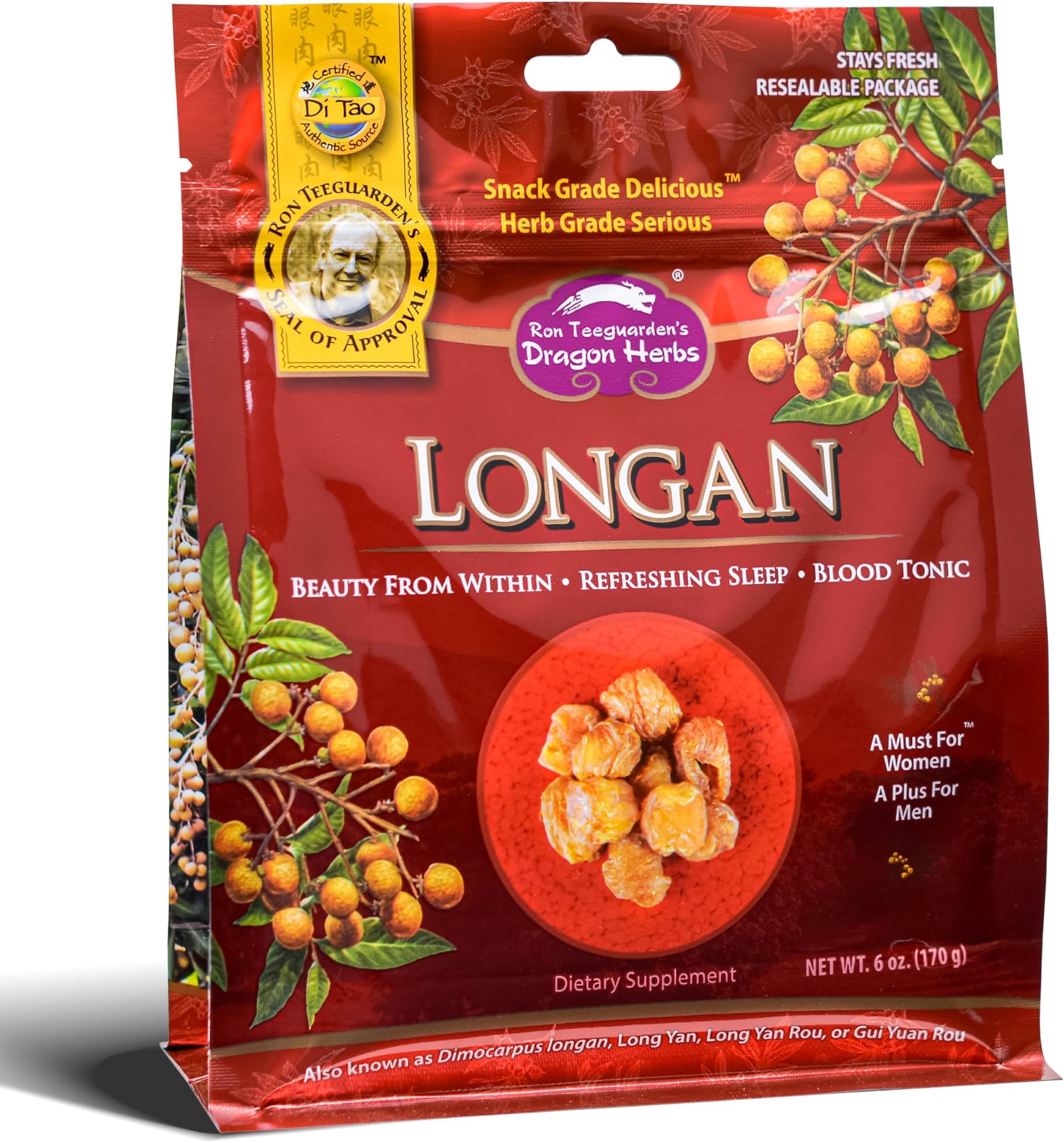 Longan 6 oz bag | dried fruit supplement to support skin, beauty, sleep, mood, stress, memory, heart and blood