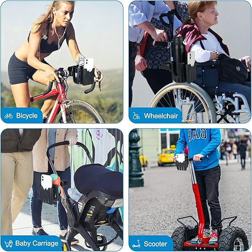 Miniatura 7 de Accmor - Portavasos para cochebicicleta con soporte para teléfono, soporte universal 2 en 1 para bebidas, para coche, andador, silla de ruedas,